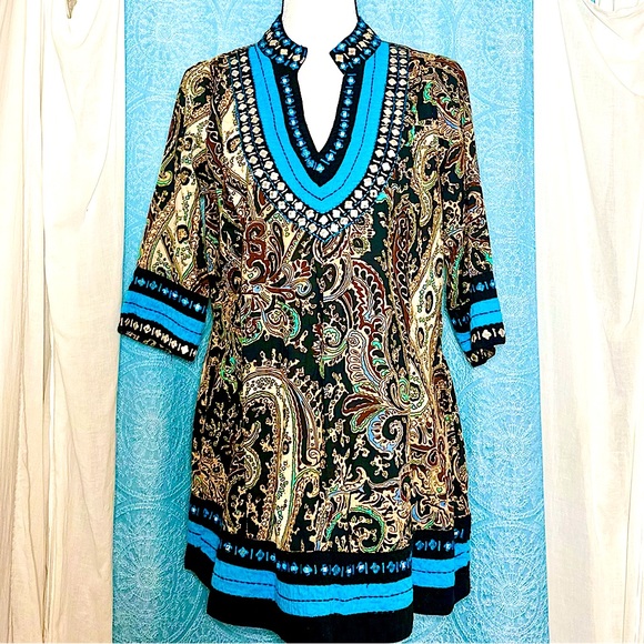 Soft Surroundings Embroidered Paisley Print Tunic #1 - Picture 2 of 7